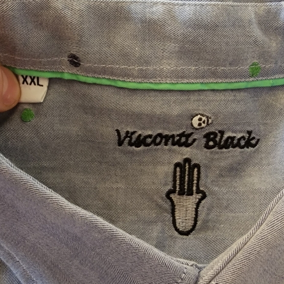 Visconti Black Men's Skull Motif Blue Button Down Long Sleeve Shirt Size XXL - Picture 3 of 8